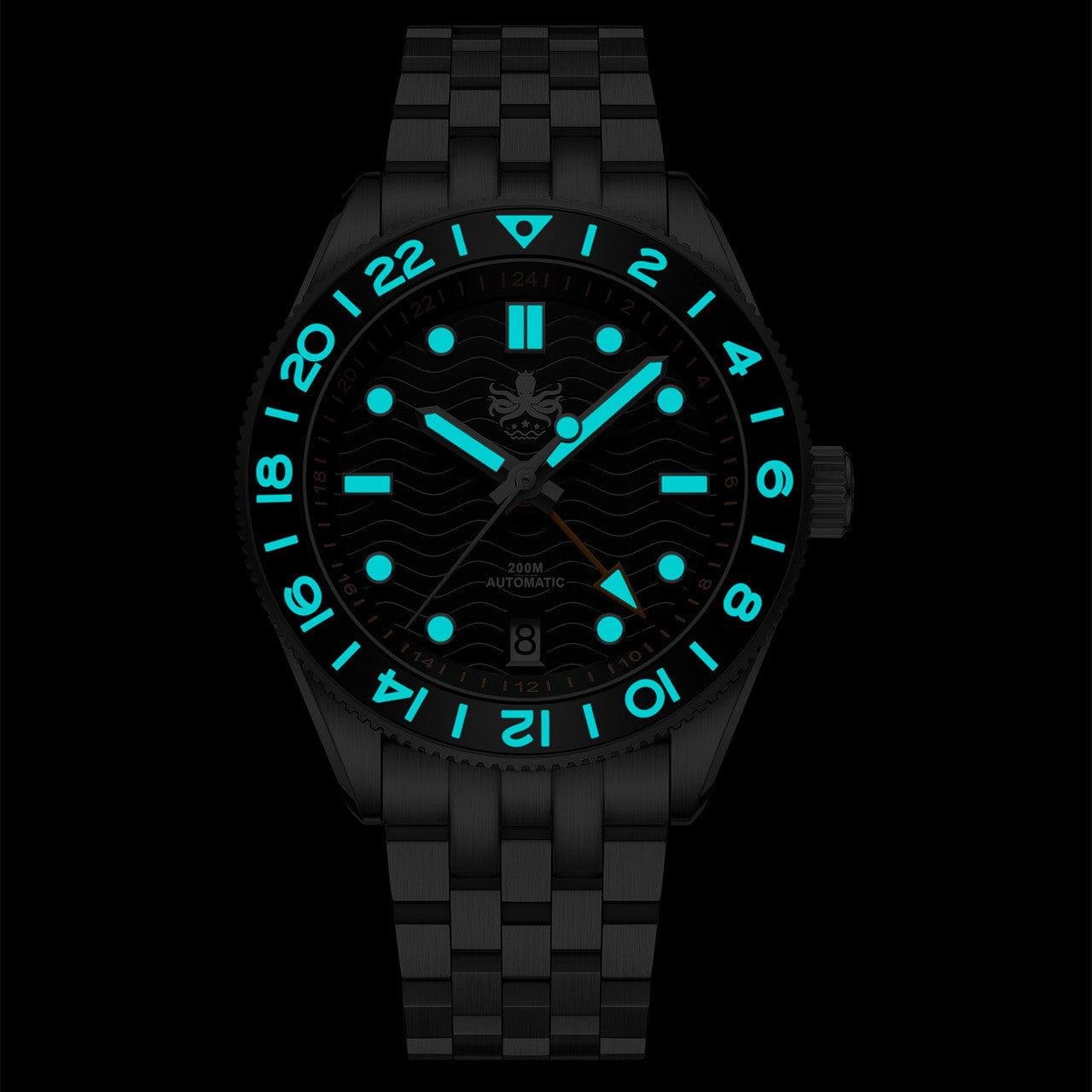 Phoibos Wave Master GMT 200M Automatic Diver Watch - Silver